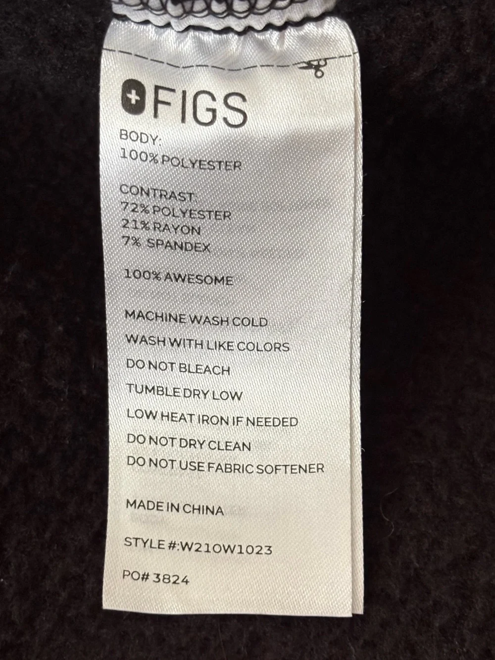 FIGS On-Shift High Pile Sherpa Jacket Black Size Medium Full Zip Fleece